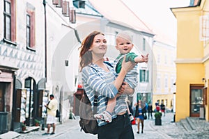 Family of Tourists in Cesky Krumlov, Czech Republic, Europe