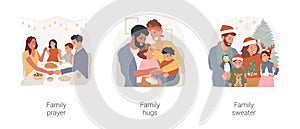 Family tradition isolated cartoon vector illustration set.
