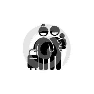 family travel icon illustration icon. Simple black family icon. Can be used as web element, family design icon
