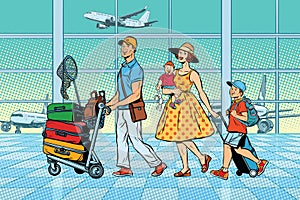 Family travelers at the airport
