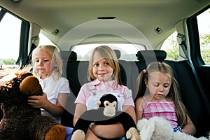 Family travelling by car