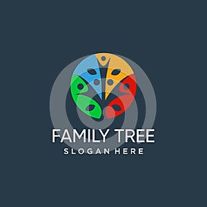 Family tree logo design vector with unique abstract style