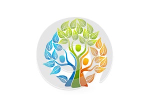 Family tree logo, healthy people concept design