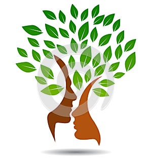 Family tree logo with profile faces