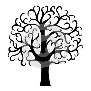 Family tree silhouette. Life tree. Vector illustration isolated