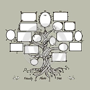 Family tree template with picture frames