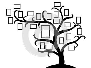 Family tree template with picture frames. Insert your photos here.