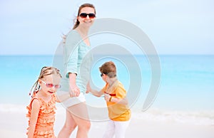 Family on tropical vacation