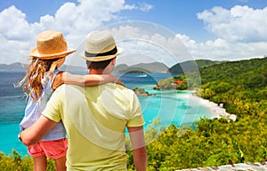 Family at Trunk bay on St John island