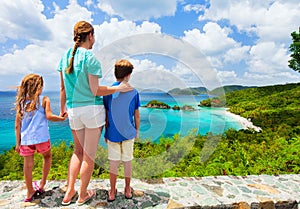 Family at Trunk bay on St John island