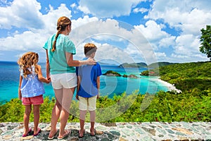 Family at Trunk bay on St John island