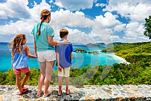 Family at Trunk bay on St John island