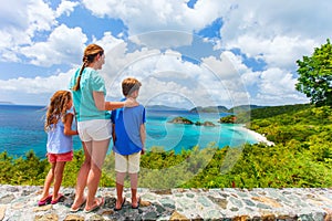 Family at Trunk bay on St John island