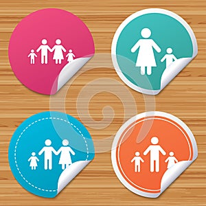 Family with two children sign. Parents and kids.