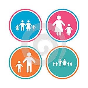 Family with two children sign. Parents and kids.