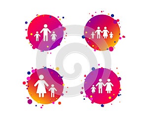 Family with two children sign. Parents and kids. Vector