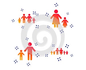 Family with two children sign. Parents and kids. Vector