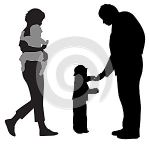 family with two children silhouette