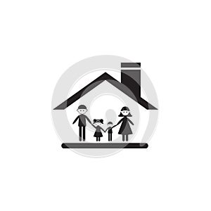 family under the roof of the house icon. Illustration of family values icon. Premium quality graphic design. Signs and symbols ico