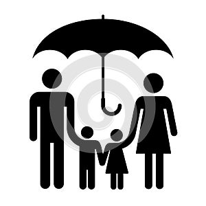 Family under the umbrella icon, concept people lifestyles and relationships in love and safety - vector