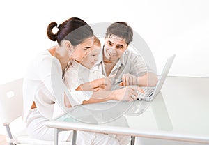 Family using laptop