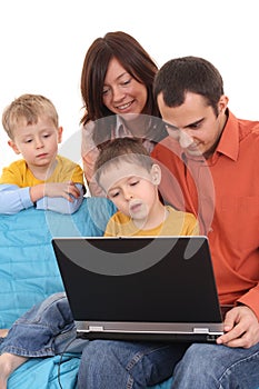 Family using laptop