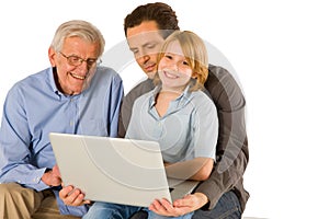 Family using pc tablet