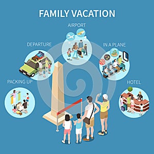 Family Vacation Isometric Design Concept