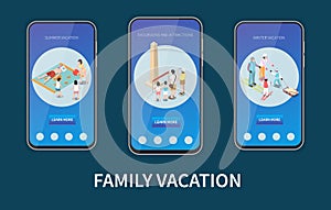 Family Vacation Isometric Mobile App