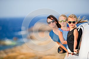 Family on vacation travel by car. Summer holiday and car travel concept