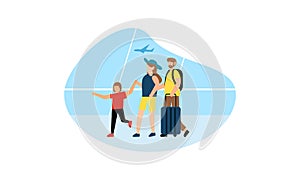Family vacation travel, family trip illustration
