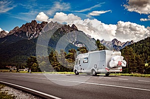 Family vacation travel, holiday trip in motorhome