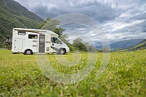 Family vacation travel RV, holiday trip in motorhome