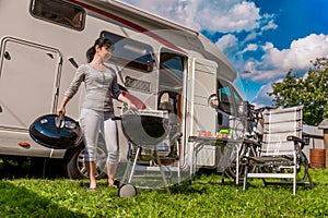 Family vacation travel RV, holiday trip in motorhome, Caravan car Vacation