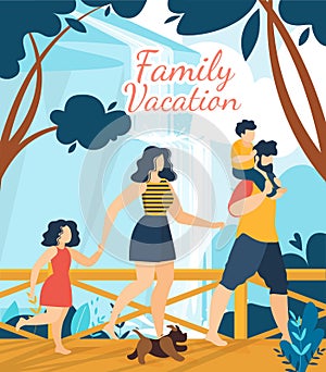 Family Vacation Tropical Resort Lettering Poster