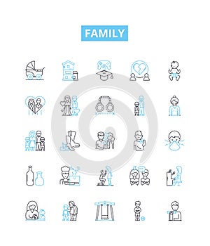 Family vector line icons set. kinship, relatives, clan, folks, lineage, descendants, progeny illustration outline photo