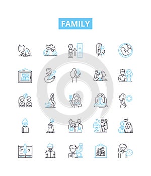 Family vector line icons set. kinship, relatives, clan, folks, lineage, descendants, progeny illustration outline photo