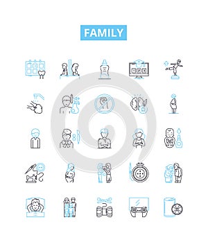 Family vector line icons set. kinship, relatives, clan, folks, lineage, descendants, progeny illustration outline photo