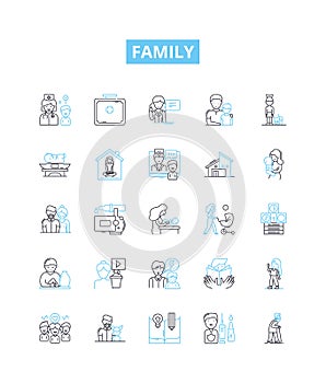 Family vector line icons set. kinship, relatives, clan, folks, lineage, descendants, progeny illustration outline photo