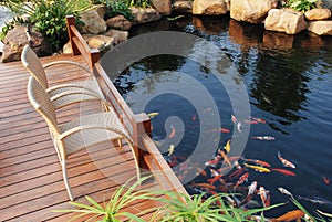 Family villa garden fish pond photo