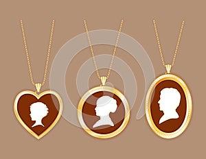 Vintage Family Cameos, Gold Lockets and Chains