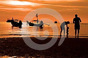 Family vocation on beach