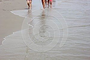 Family walking on the beach