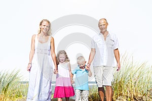 Family Walking Playful Vacation Travel Holiday Concept