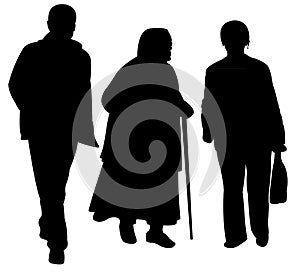 Family walking silhouette vector