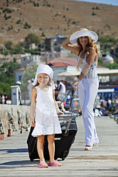 Family walking on vacations