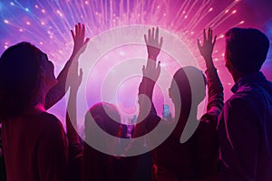 family watching fireworks