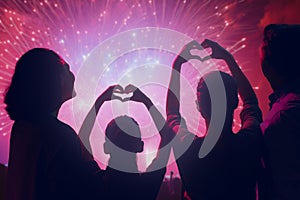 family watching fireworks