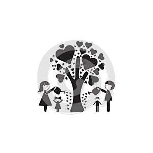 the family watered the tree of love icon. Illustration of family values icon. Premium quality graphic design. Signs and symbols ic