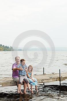 Family on a wharf